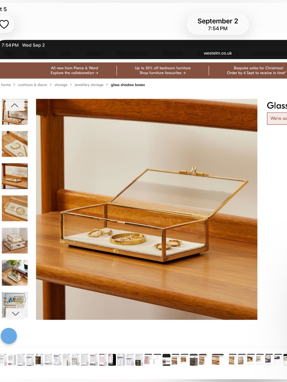 Glass Shadow Jewelry Box in Gold by West Elm
